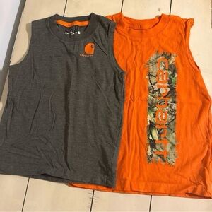 Carhartt Kids' Charcoal and Bright Orange Tank Tops